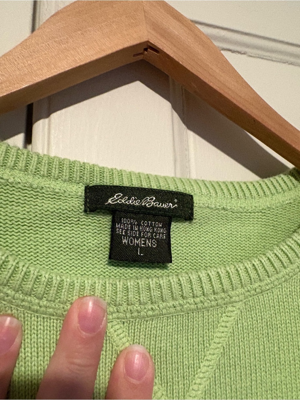 Eddie Bauer Green Crew Neck Cotton Sweater - Picture 3 of 5